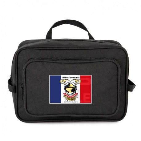 TROUSSE DE TOILETTE NOIRE SAPEURS-POMPIERS DRAPEAU